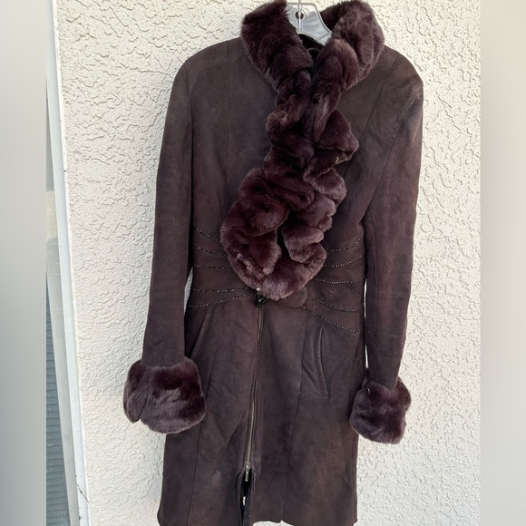 Sacha Pacha brown fur and shearling coat L - Picture 1 of 10